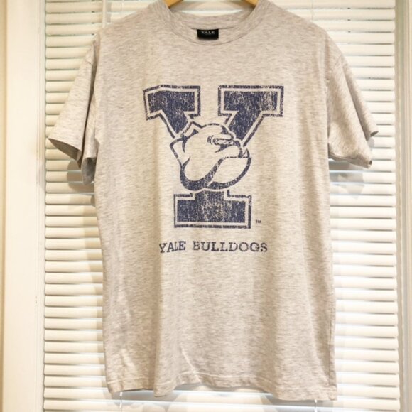 Yale University Bulldog Cotton Relaxed Boyfriend Tee Size S/P - Picture 1 of 11